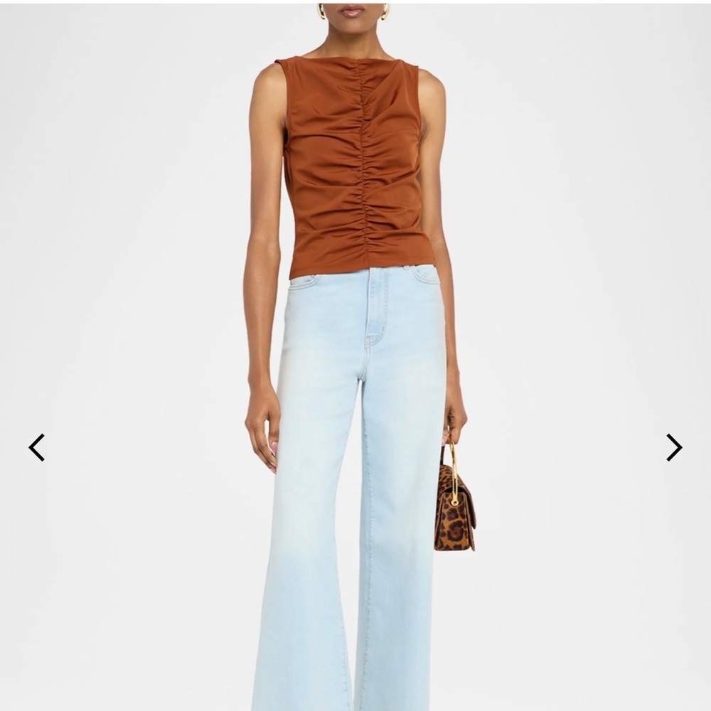 Frame Denim Rust Top Ruched Sleeveless Top NWT - Picture 2 of 5